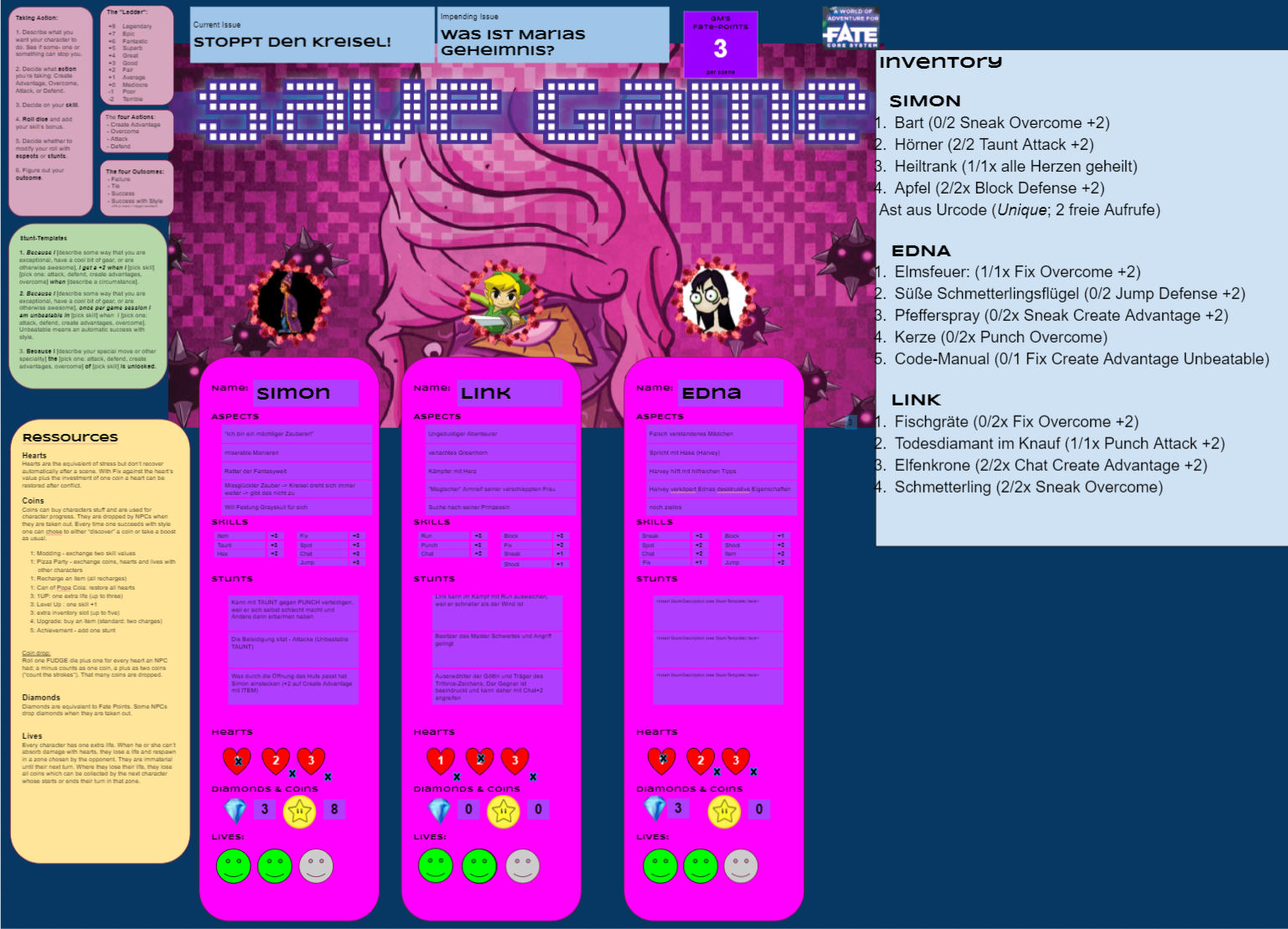 Fig. 7: Screenshot of the 2015 keeper for a German-language session of Save Game.